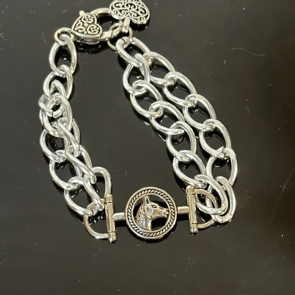 Horse Bit Silver Chain Bracelet Gift Charm Heart Boho Hippie Friendship Birthday - Picture 3 of 3